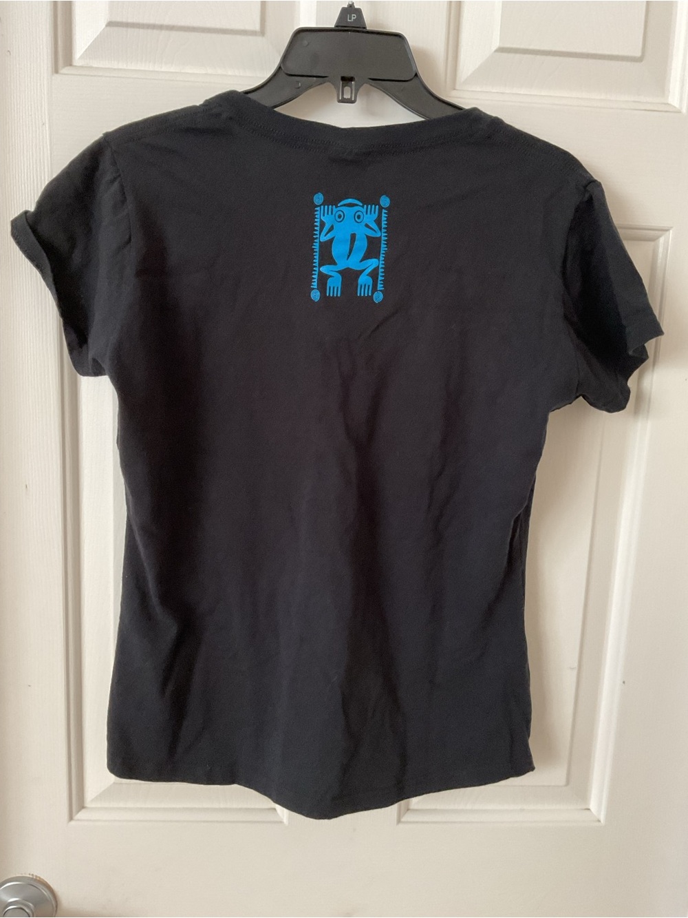 Ella Black V-Neck Tee with Subtle Blue Speckle - Picture 2 of 3